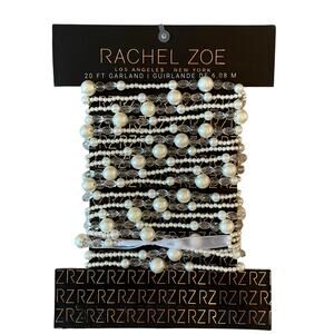 Rachel Zoe Garland Faux Pearl Iridescent Beads 20ft Christmas Tree Wreath Mantel